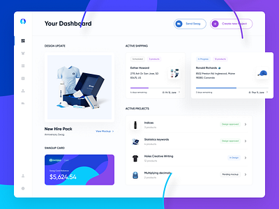 Concept Dashboard - SwagUp Playful V1 colorful dashboard credit dashboard dashboard dashboard credit dashboard sidebar in design dashboard list view ui minimal dashboard playful ui product design dashboard progress bar progress bar dashboard progress dashboard shipping dashboard swag dashboard swag pack