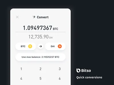 Quick conversions ✨ app bitso convert crypto swap ui ux