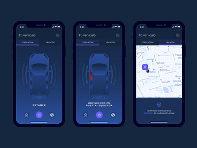 Car track app car dark mode design gps illustration mobile track ui vector