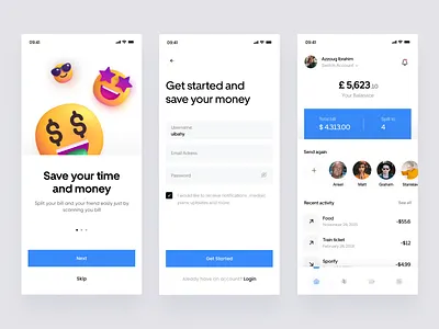 Split Bill - Mobile App Design 3d app clean dashboard design exchange illustration minimalist mobile money payment product design split bill split bills ui user interface wallet web design