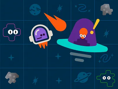 CloneComp 2021 - Day 3 - Submission - Space Game - Webflow animation colorfull fun game illustration motion playful simple ui webflow