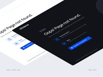 Day 012 — 404 Page | 100 days UI challenge 123done 404 404 page adaptive challenge dailyui dailyuichallenge dark dark theme design design system desktop light light theme mobile ui ui kit universal design system (web) web