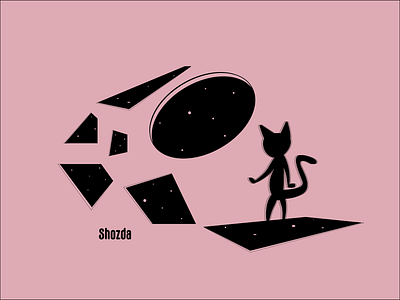 Feline Portal alternate reality animals awe cat characterdesign confusion design dimension feline geometry illustration korean love minimal pink portal shozda space time travel wonder