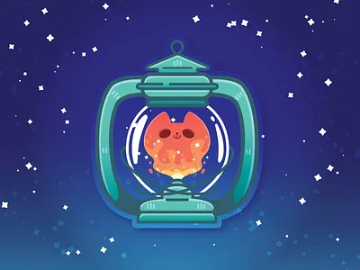 Cat Spirit Lantern animal animals character design childrens illustration cute cute art cute illustration illustration merch design product design sticker design