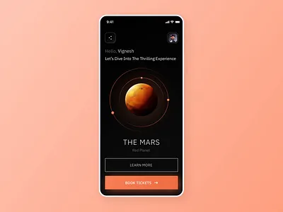 Mars app - Splash screen animation delight design futuristic glow effect mars splash screen
