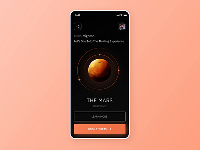 Mars app - Splash screen animation delight design futuristic glow effect mars splash screen