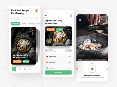 Food Recipe App cook cooking cooking app cooking tutorial design dribbble food minimal minimalist recipe recipe app recipes trending trendy tutorial ui uiux