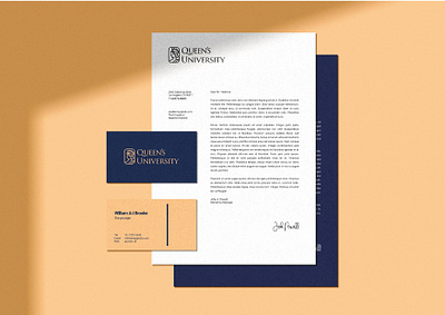 Queen's University- stationary set design branding design education graphic graphic design illustration institution layout letter logo namecard stationary ui vector