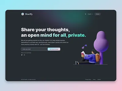 Shariffy App Landing Page branding colors design gradients illustration landing logo product design shariffy ui ux web design