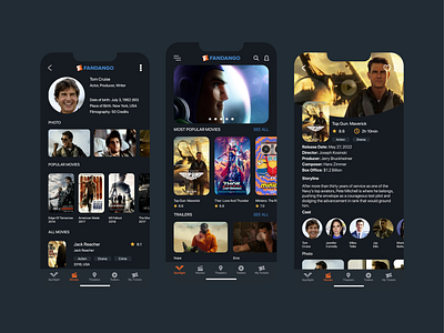 Fandango Booking App app design bookingapp branding design fandango graphic design logo movies streaming tom cruise top gun tv ui uiux uxresearch web design