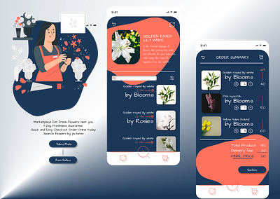Mobile App UI For Flowers Marketplace flower marketplace mobile app onboarding order order summary ui ux
