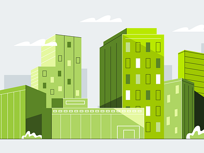 City architecture art buildings city city illustration cityscape color design downtown green illustration landspace skyline town urban vector