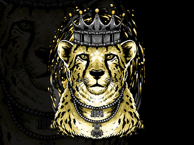 QUEEN CHEETAH WITH BLACK GOLD animal branding cheetah darkart design graphic design illustration queen t shirt