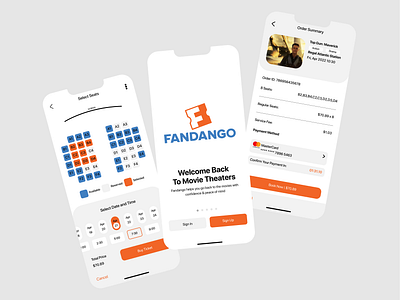 Fandango Booking App app design booking branding design fandango graphic design illustration logo moving streaming topgun uiux uxresearch web design