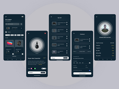 Gadget Store Mobile app UI Dark Mode app branding dark darkmode design minimal mobile mobileapp typography ui