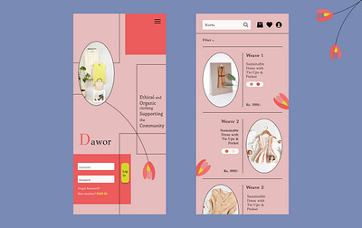 Sustainable fashion store app app clothingapp clothingstore dailydesign design flower illustration onlineshoppingapp pastel quickdesign softcolours sustainablefashion ui