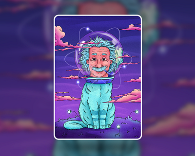 Cat Albert Einstein albert animal art atom cat character crypto einstein graphic illustration nft people person physics procreate space