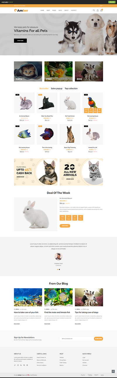 Amber - Pet Care Bootstrap 5 Template cat boarding web template dog daycare bootstrap template pet care bootstrap template pet care website template pet grooming web template