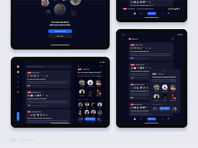 Clubhouse Exploration - Ipad View clean dark mode design figma ipad live audio minimalist social media tablet ui ux