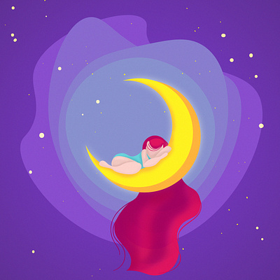 Sleeping on the Moon drawing illustration moon moon cartoon moon girl moon illustration sketching