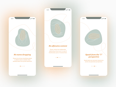 FemTech Application Onboarding Screens android app female femtech graphic design ios mobile mobile design orange papaya pink pinky sextech social social platform ui wellness