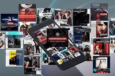 Underground Instagram Posts blog template digital marketing facebook marketing instagram marketing instagram post instagram posts instagram template modern instagram posts modern instagram template modern social media photoshop photoshop template posts template psd sale social social media marketing social media template social promotion underground instagram posts