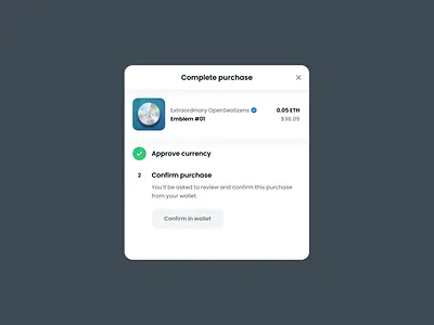 OpenSea | Transactional Modals blockchain ecommerce marketplace modals opensea transactional modals web3