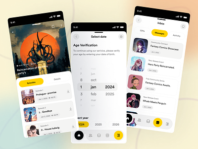 Comic Mobile App Design app design article cartoon comic app comic book comics design design application illustration ios manga manga design mobile app mobile ui newsfeed ui ui mobile app uiux uiux design ux