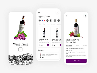 Wine Time Mobile App - UX/UI Design app design minimal mobile mobileapp mobileappdesign ui uidesign uiux uiuxdesign ux uxdesign wine winetime