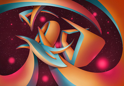 The Galaxy 3d design illustration typography