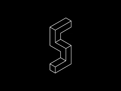 Isometric S 3d black design escher escheresque isometric minimal outlines s type type design typography vector white