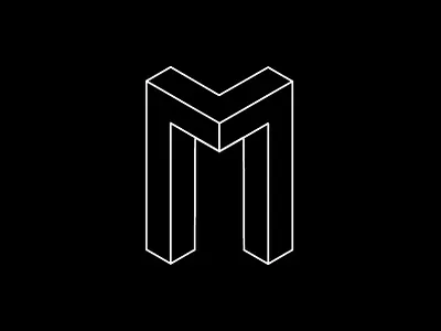 Impossible M 3d black design escher escheresque graphic design grid isometric minimal outline type type design typography vector white
