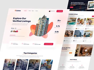 Listee - Business Directory Listing Website agency booking business business directory corporate creative figma flight food hospital landing listing minimal product startup travel agency trip uiux website wedding