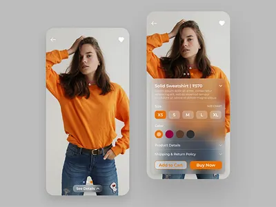 Product Details Screen app design design glassmorphic glassmorphic ui product details screen product screen ui uiux visual design