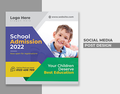 School admission social media post design-school ads design branding concept facebook post instagram post modern design school admission school banner typography vector web banner webdesign