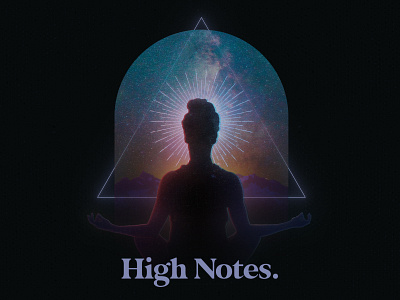 High Notes art body branding galaxy geometric graphic design high logo meditation mind notes polygon soul spirit spiritual stars thought triangle trinity universe