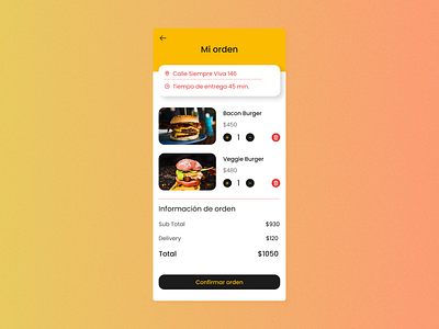 Maratón UI #12 - Shopping Cart app appdesign cart dailyui dailyui58 design hamburger shoppingcart ui uidesign userinterface