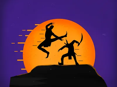 samurai fight art character design fight fight in the sunset graphic design illustration motion graphics samurai vector