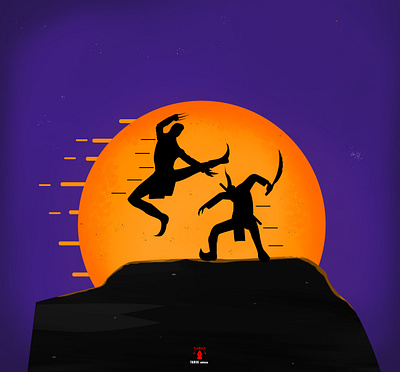 samurai fight art character design fight fight in the sunset graphic design illustration motion graphics samurai vector