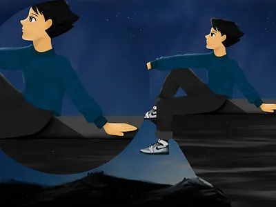 alone alone art character characterdesign design digital art graphic design illustration illustrator night ui