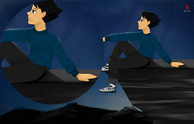 alone alone art character characterdesign design digital art graphic design illustration illustrator night ui