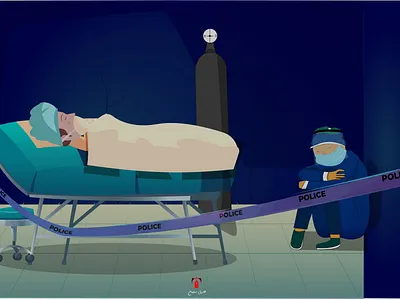 last breath alone art character characterdesign corona covid 19 design graphic design hospital illustration lost hope