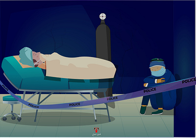 last breath alone art character characterdesign corona covid 19 design graphic design hospital illustration lost hope