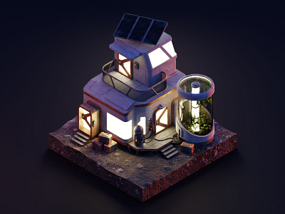 Mars cabin 3d blender blender3d diorama isometric isometric art isometric illustration mars scifi