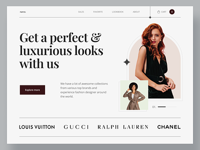 Narco Fashion Hero Section clean ecommerce elegant fancy fashion girl hero outfit simple stylist web design woman