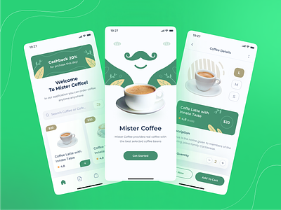 Mister Coffee App beverage cafe coffee design menu mobile app online order purchase ui uidesign user interface ux