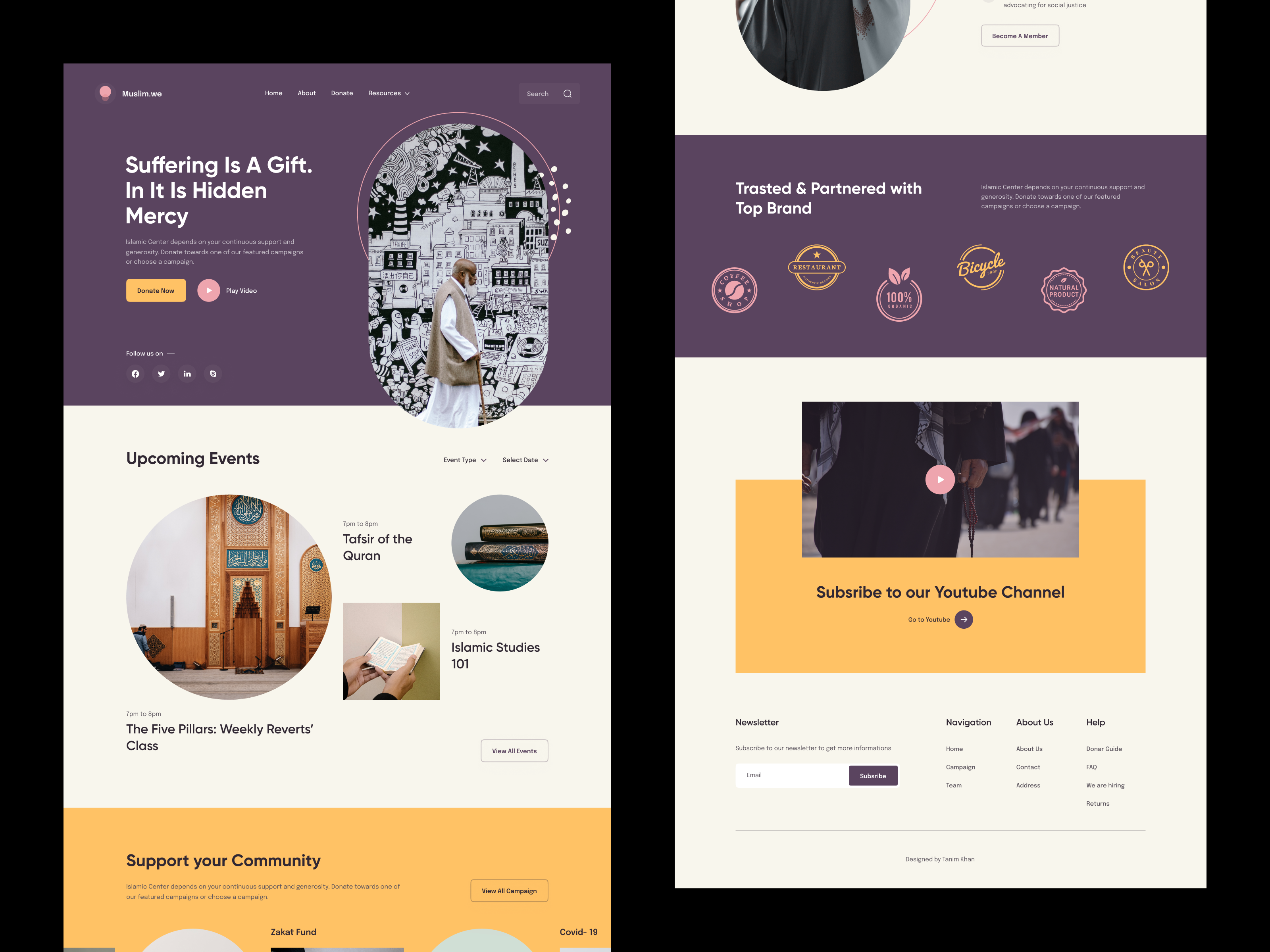 Muslim Community Web Landing Page charity clean community desktop header hero hero header islamic landing landing page modern muslim platform tanim ui ux web web design website website design