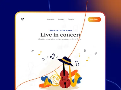 Jazz Concert Landing page branding concert design illustration jazz jazzmusic liveinconcert music product typography ui uiux uiuxdesign uiuxdesigner