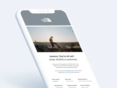 Email Design: Order Confirmation UI checkoutflow checkoutui dailydoseofvisuals emaildesign mobiledesign mobileui orderconfirmation thenorthface