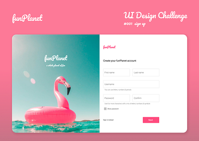 funPlanet UI - UI Design Challenge 001 #DailyUI branding challenge figma ui